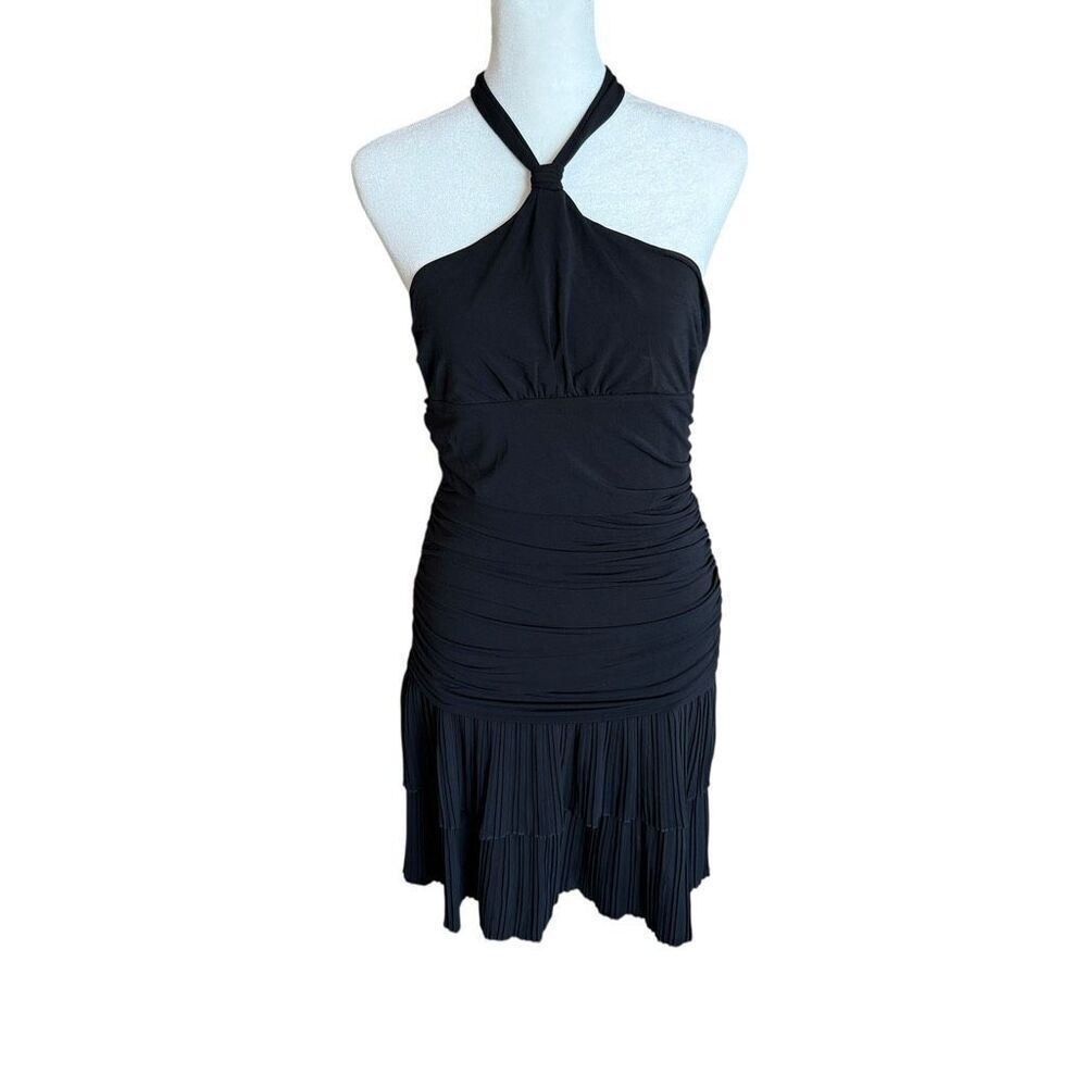 BCBG Maxazria black pleated mini dress size medium